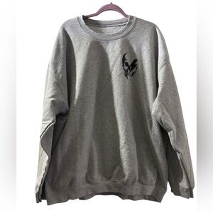 Gray Skull Graphic Women's Crew Neck Sweater